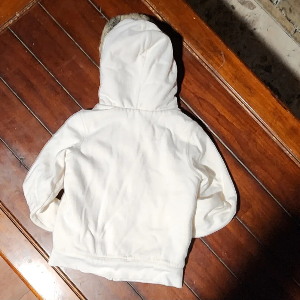 GAP Kids Off-White Hoodie Jacket with Faux Fur Lining
